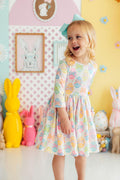 Mila & Rose ® Egg-stra Cute 3/4 Sleeve Pocket Twirl Dress — main product shot