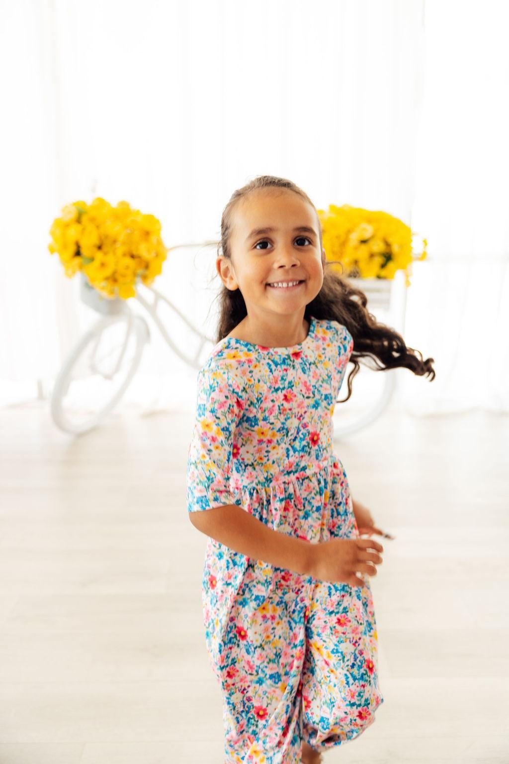 Mila & Rose ® Fluttering Flowers Wide Leg Jumpsuit — back view