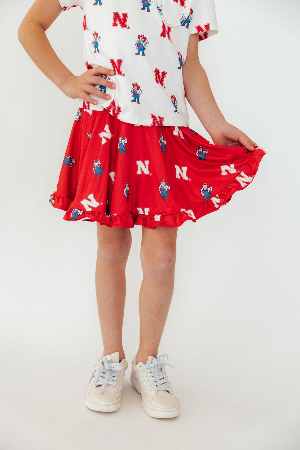 Mila & Rose ® Nebraska Red Herbie Husker Twirl Skort — lifestyle context
