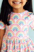 Mila & Rose ® Watercolor Rainbows S/S Pocket Twirl Dress — main product shot