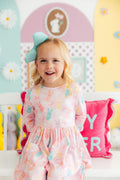 Mila & Rose Preppy Peeps 3/4 sleeve pocket twirl dress — Easter spring toddler outfit