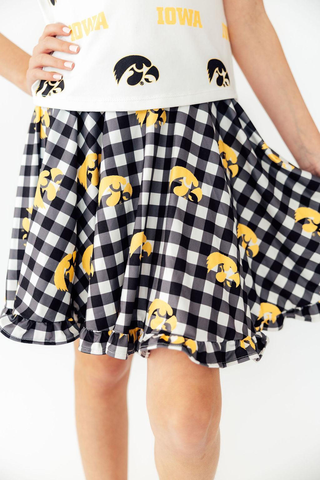 Mila & Rose ® Iowa Plaid Tigerhawk Twirl Skort — detail close-up