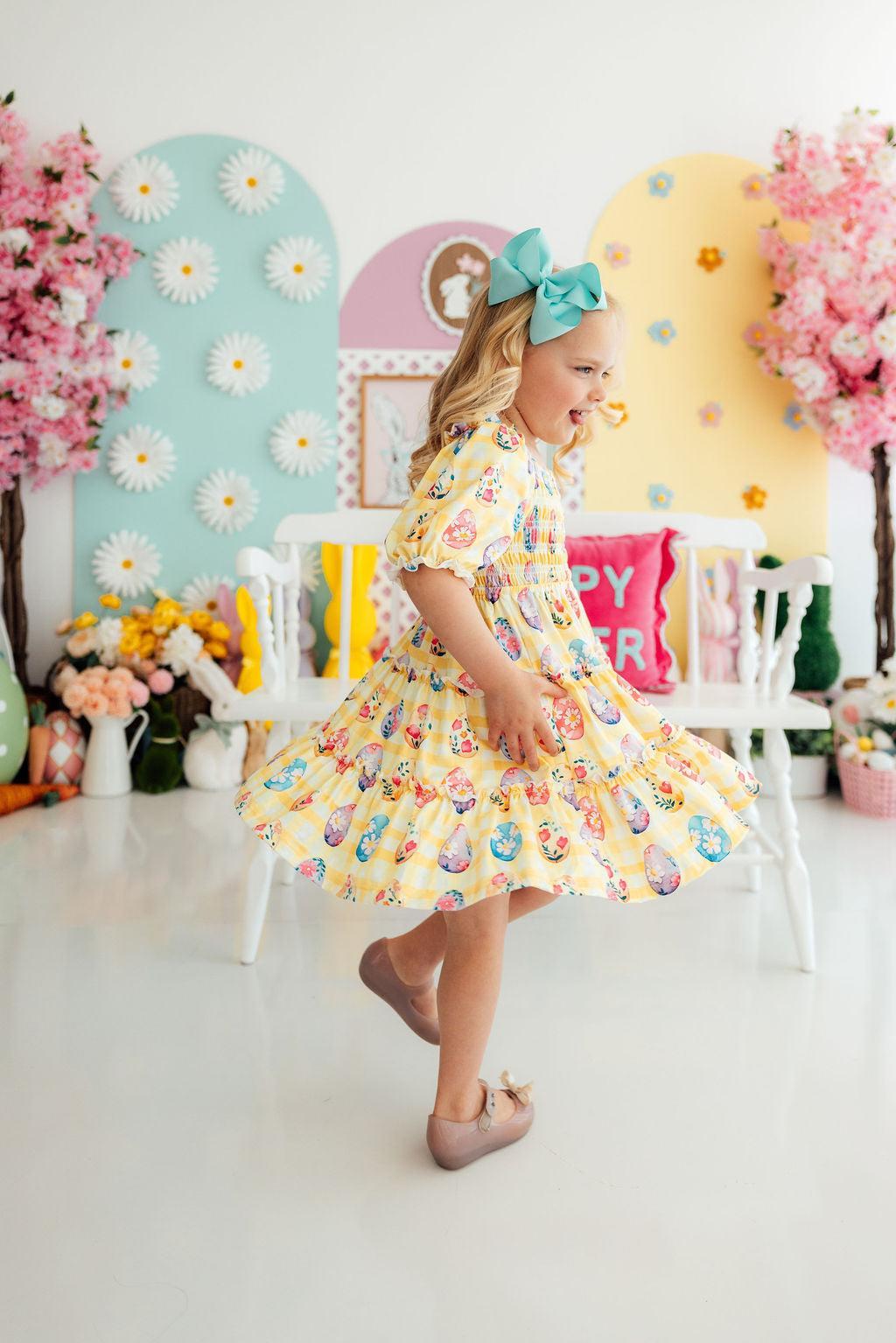 Mila & Rose ® Easter Picnic Smocked Ruffle Dress — main product shot