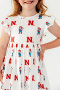 Mila & Rose ® Nebraska White Herbie Husker Flutter Twirl Dress — main product shot