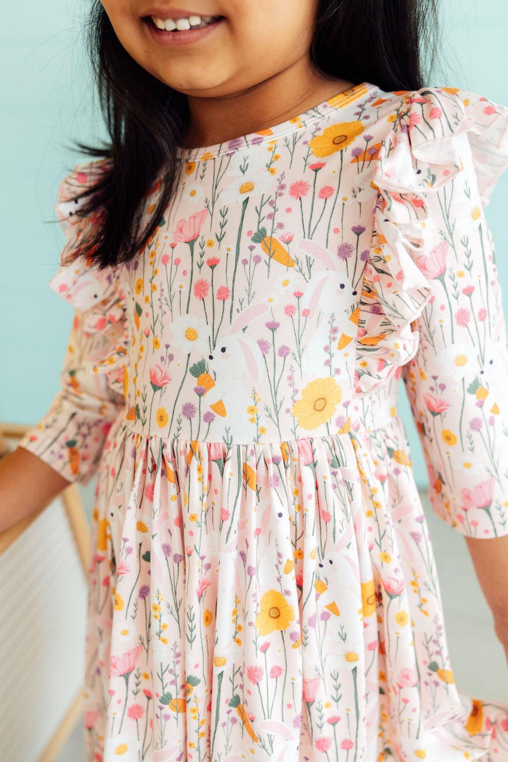 Mila & Rose ® Carrot Cutie 3/4 Sleeve Ruffle Twirl Dress — main product shot