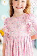 Mila & Rose ® Little Bow Peeps 3/4 Sleeve Ruffle Twirl Dress — main product shot