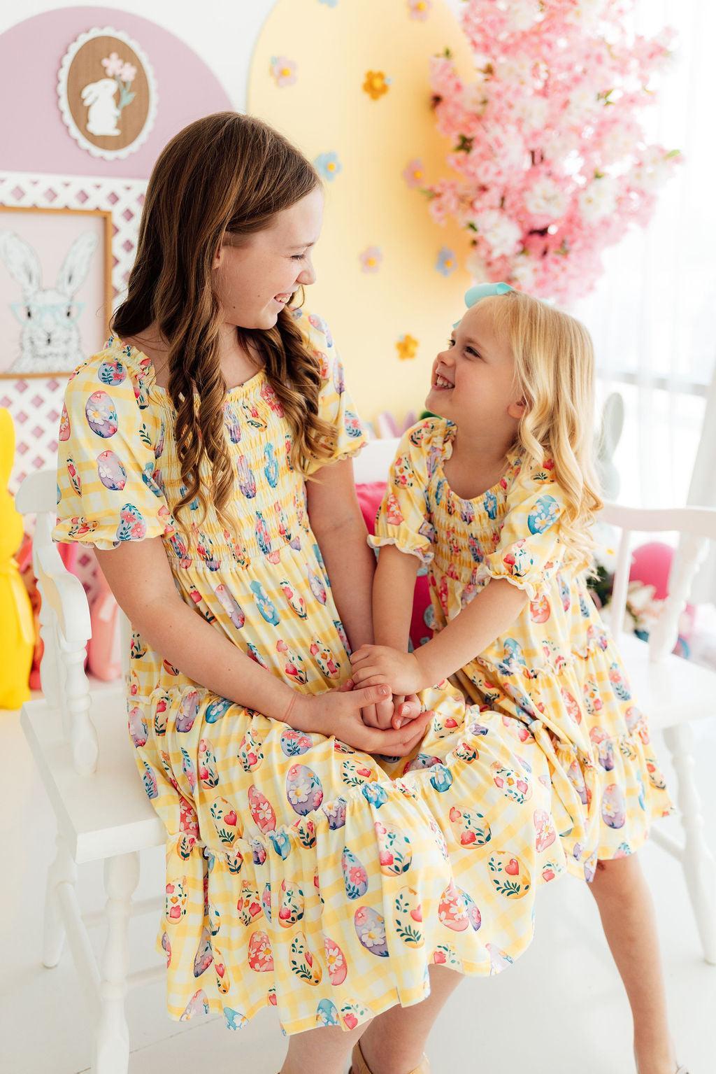Mila & Rose ® Easter Picnic Smocked Ruffle Dress — lifestyle context