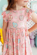 Mila & Rose ® Easter Egg Hunt Flutter Sleeve Twirl Dress — main product shot