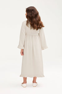 Mariam Ruffle Abaya - Stone (Girls) Clothing Veiled 