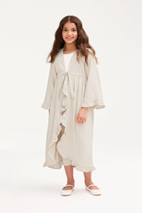 Mariam Ruffle Abaya - Stone (Girls) Clothing Veiled 
