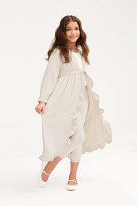 Mariam Ruffle Abaya - Stone (Girls) Clothing Veiled 
