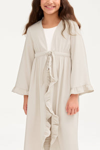 Mariam Ruffle Abaya - Stone (Girls) Clothing Veiled 