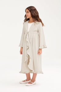 Mariam Ruffle Abaya - Stone (Girls) Clothing Veiled 