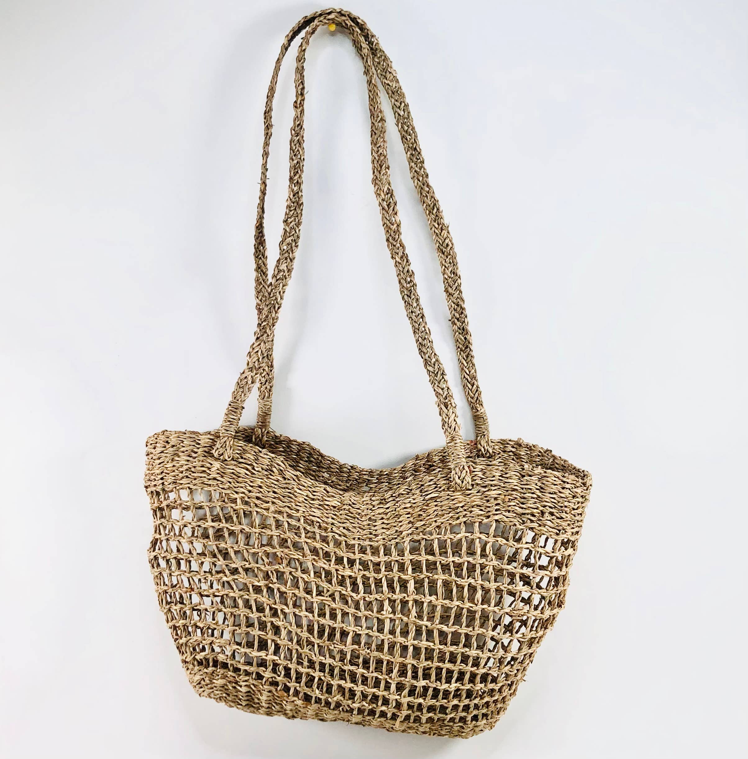 WONENA EcoFreax Market Woven Wicker Shopper Bag — construction detail