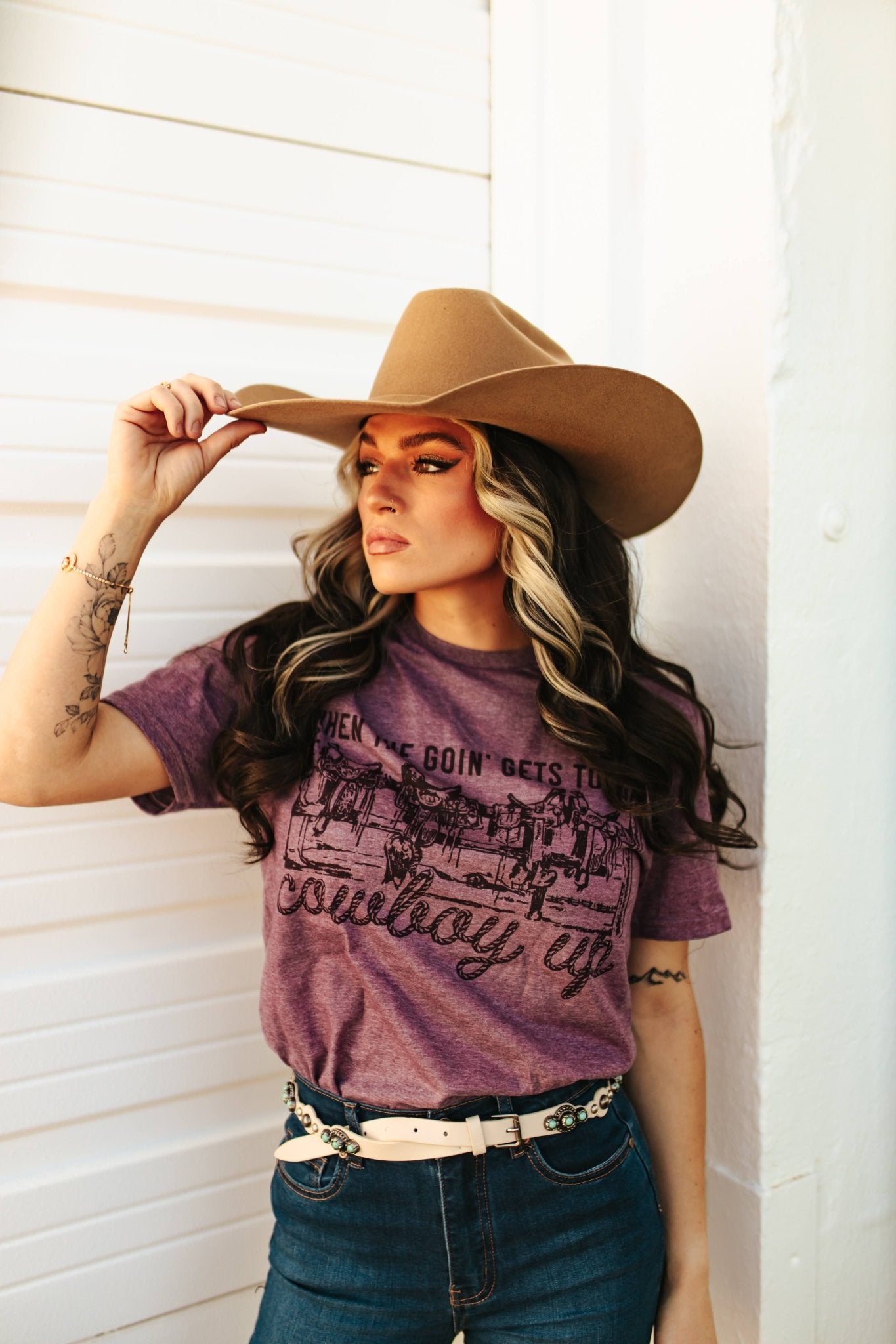 Wild Junkie Maroon Cowboy Up Graphic Tee — main product shot