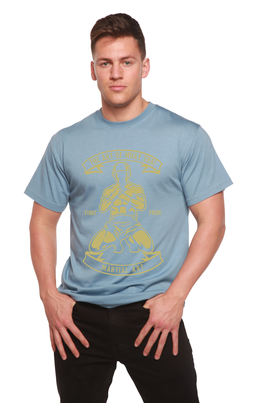 Spun Bamboo Martial Art Men's Bamboo Viscose/Organic Cotton Short Sleeve Graphic T-Shirt — product on model