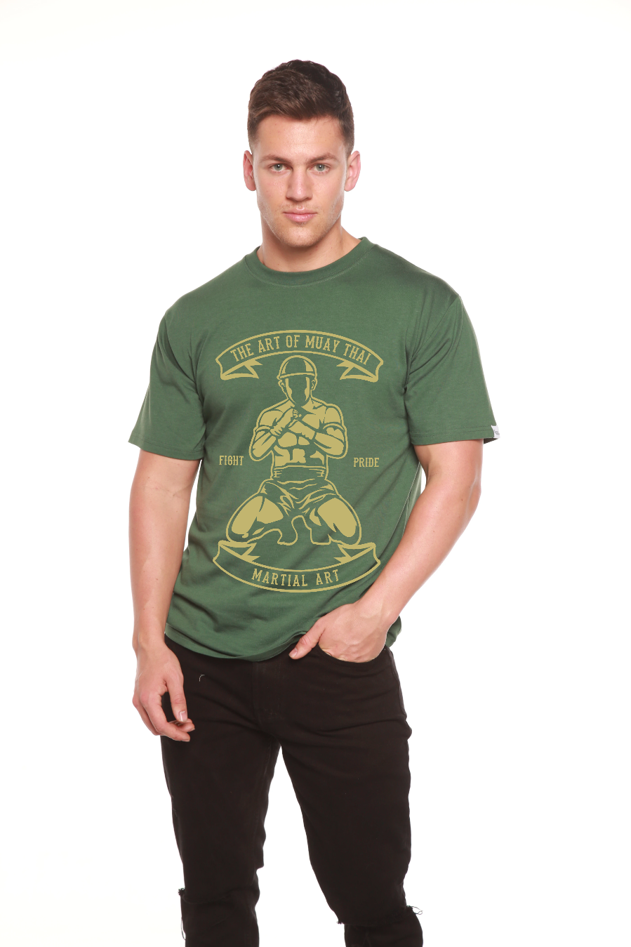 Spun Bamboo Martial Art Men's Bamboo Viscose/Organic Cotton Short Sleeve Graphic T-Shirt — fabric or material detail