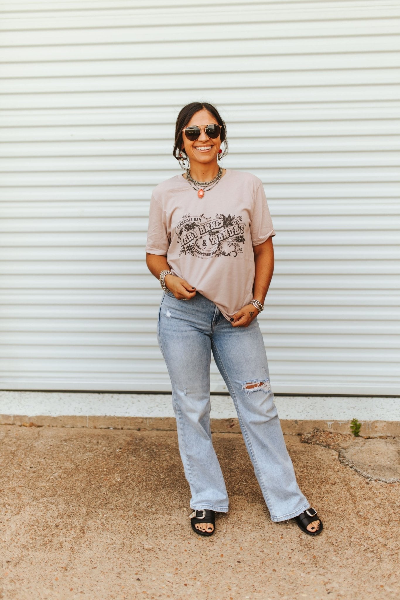 Wild Junkie Mary Anne & Wanda's Graphic Tee — Wild Junkie branding close-up