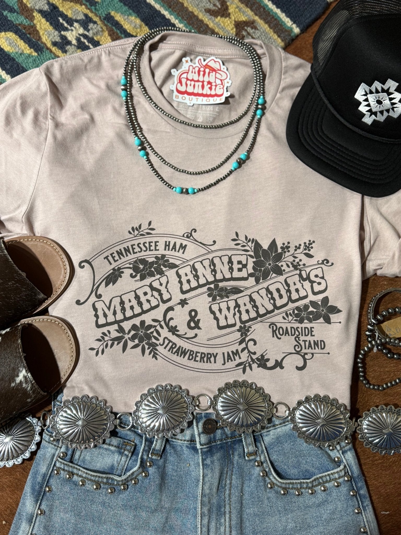 Wild Junkie Mary Anne & Wanda's Graphic Tee — lifestyle worn / used context