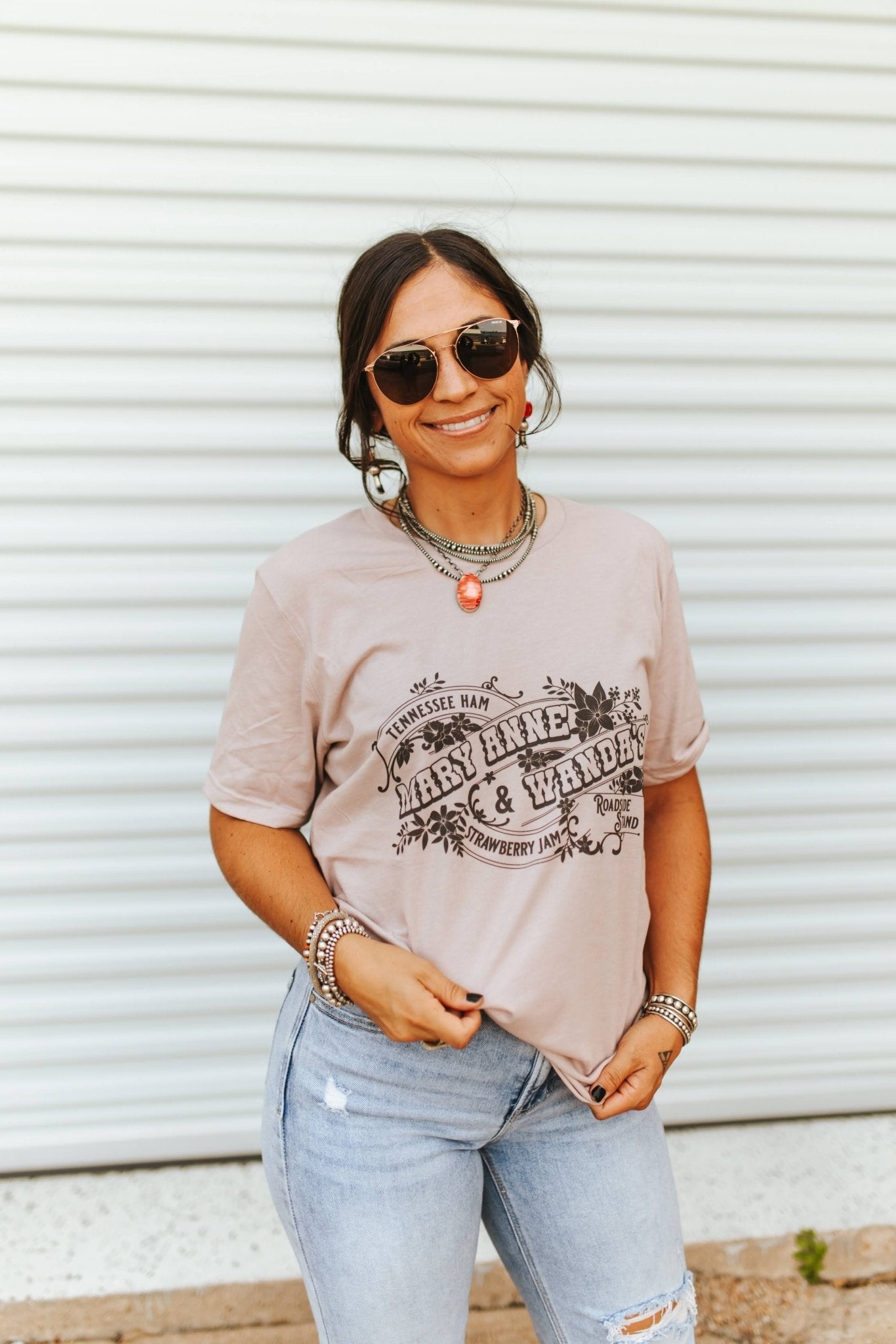 Wild Junkie Mary Anne & Wanda's Graphic Tee — construction detail