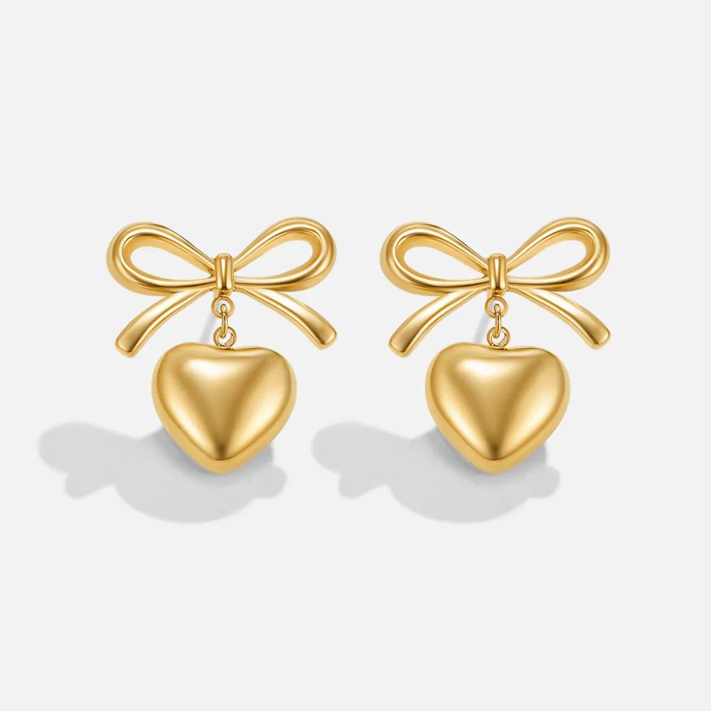 SORI STYLE Mary Bow Heart Drop Earrings.. — main product shot