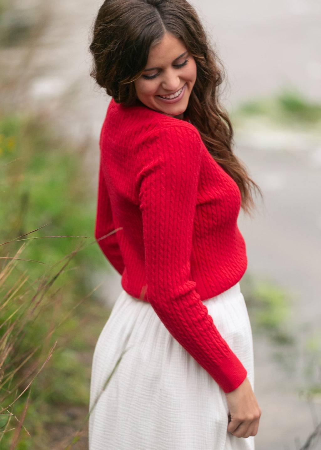 Inherit Co. Mason Red Button Up Cardigan — alternative angle
