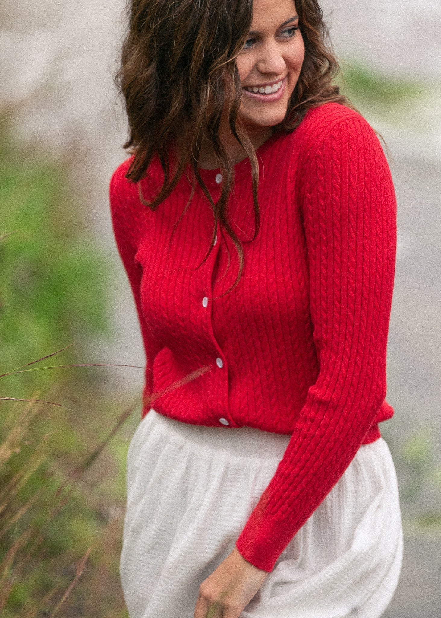 Inherit Co. Mason Red Button Up Cardigan — lifestyle context