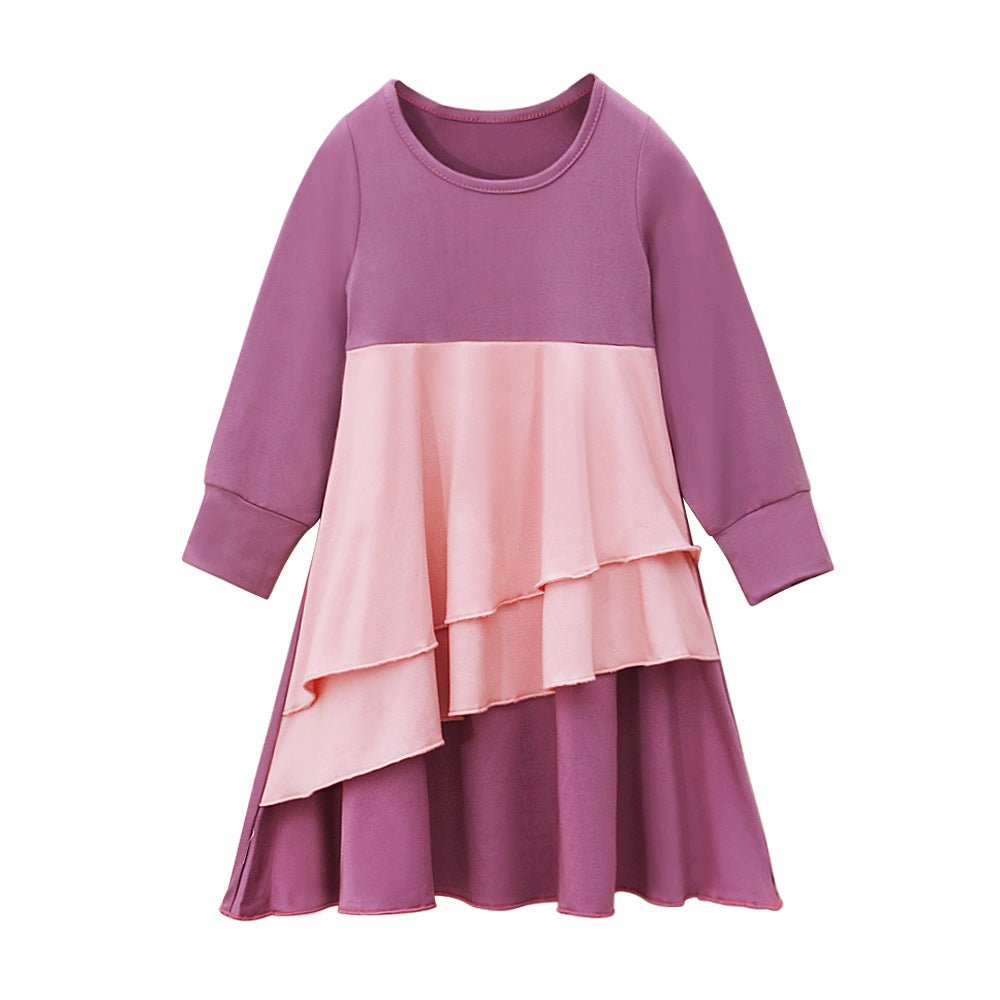Matching Color Ruffle Abaya 2-Piece Set Kid Abaya(MKG011)