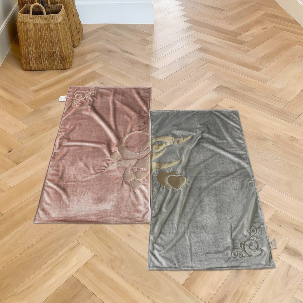Mariam's Collection Meaningful Arabic Art German Velvet Couples Prayer Mat Set Interactive Pattern… — detail shot 9