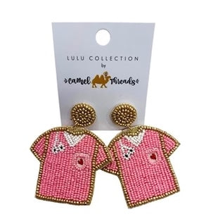 KADOU BOUTIQUE Pink Nurse Scrubs Beaded Earrings — detail close-up