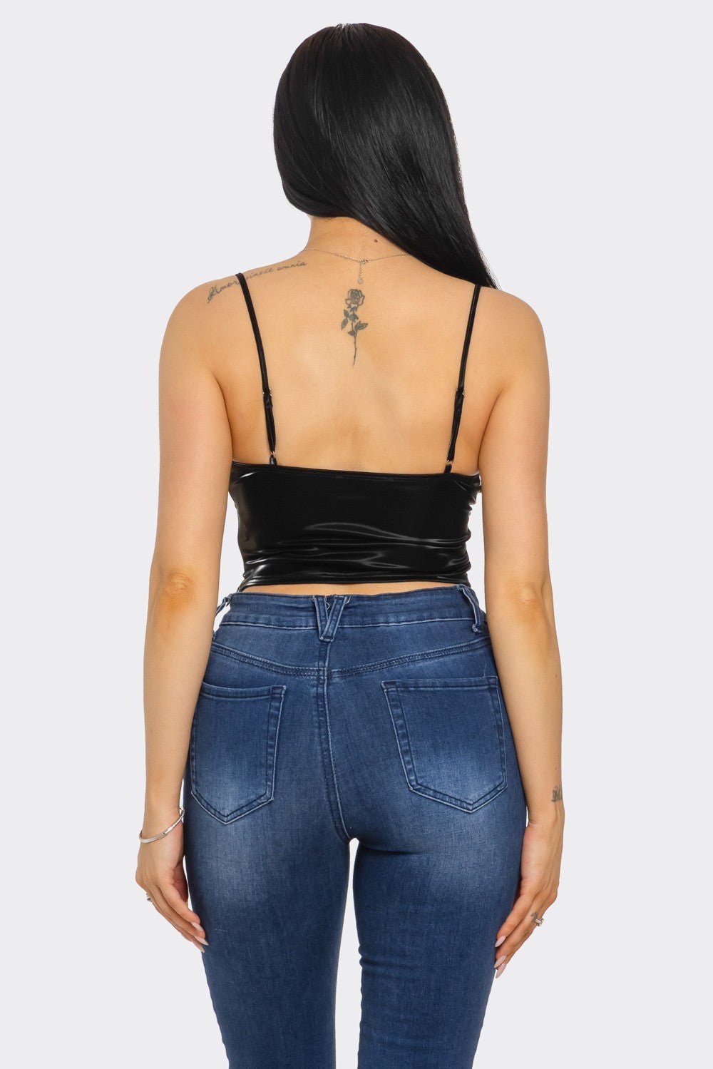 Melissa Lace Spaghetti Strap Crop Top with Side Zipper