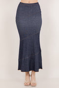 Melissa Mermaid Denim Maxi Skirt – Stretchy High-Waist Flared Skirt | Trendy Look