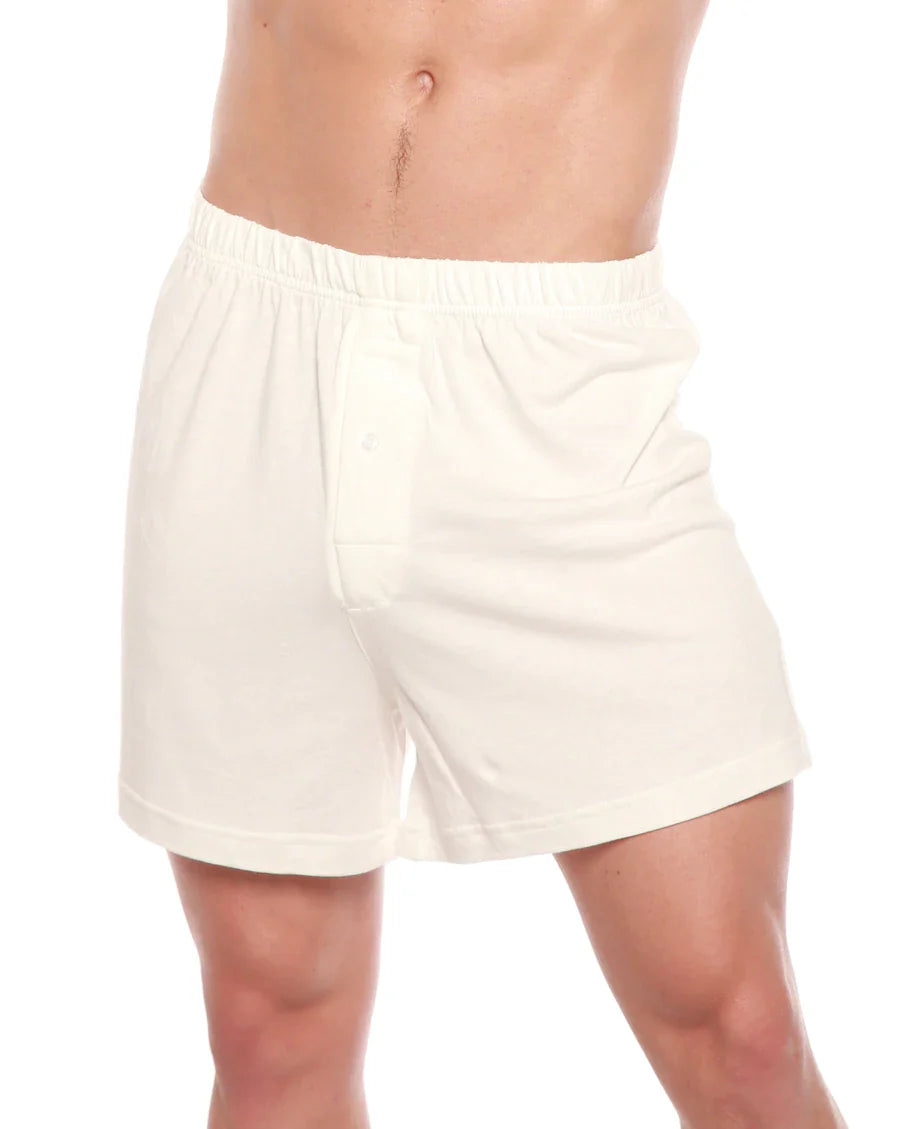 Spun Bamboo Men's Bamboo Viscose/Organic Cotton Tank Top True Navy Color + Boxer Style Underwear White Color — detail close-u