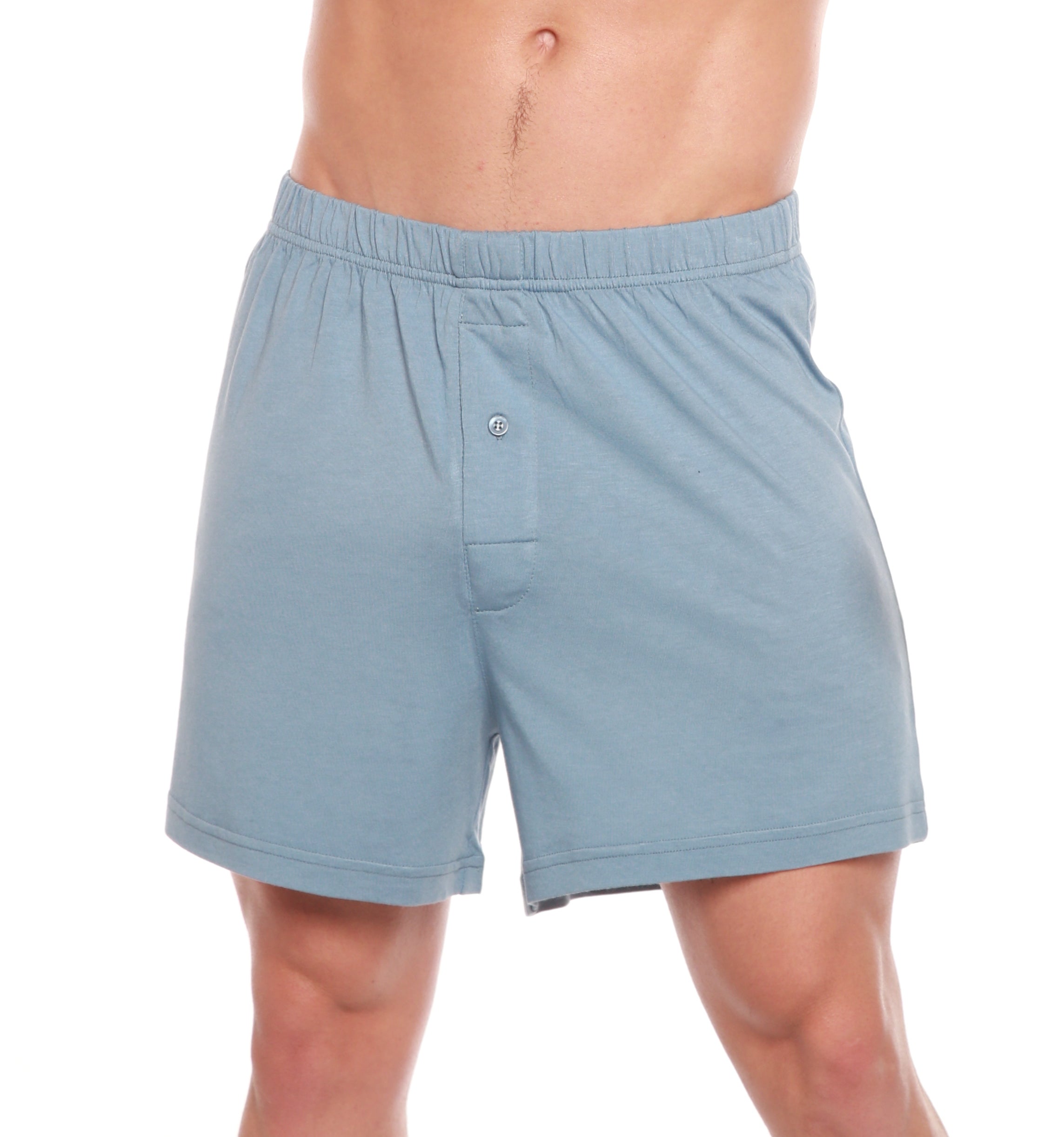 Spun Bamboo Men's Bamboo Viscose/Cotton Boxer Style Underwear Steel Blue Color - 5-pack — main product shot
