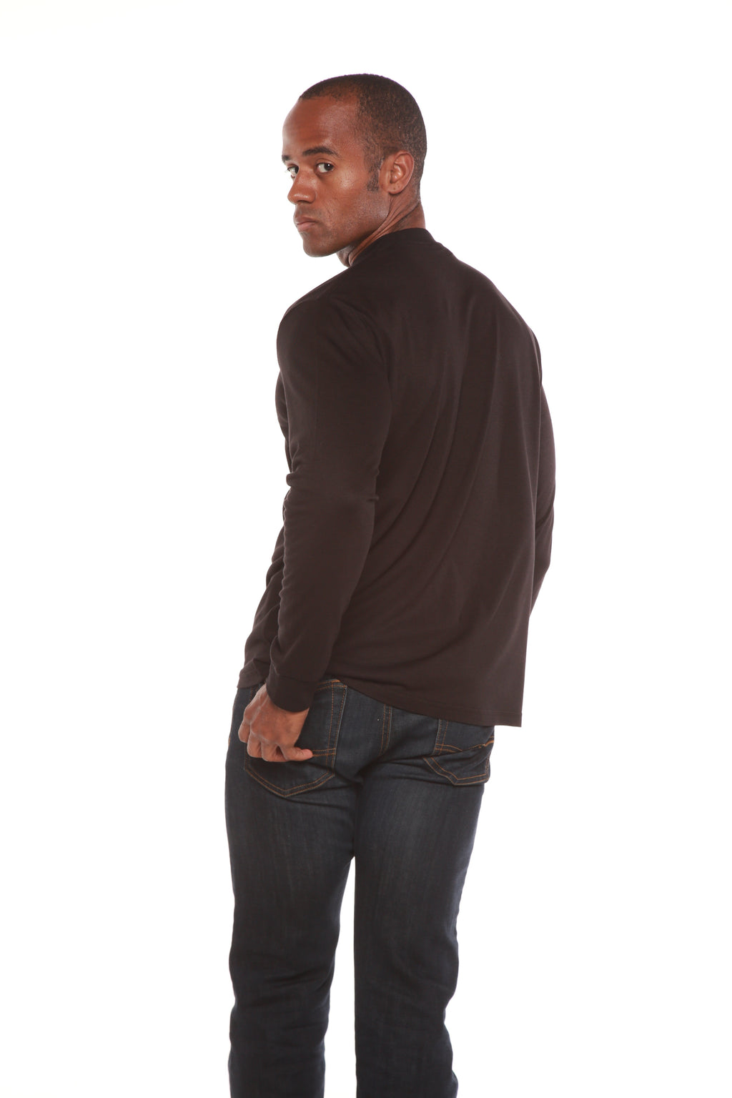 Spun Bamboo Men's Bamboo Viscose/Organic Cotton Long Sleeve T-Shirt — product on model