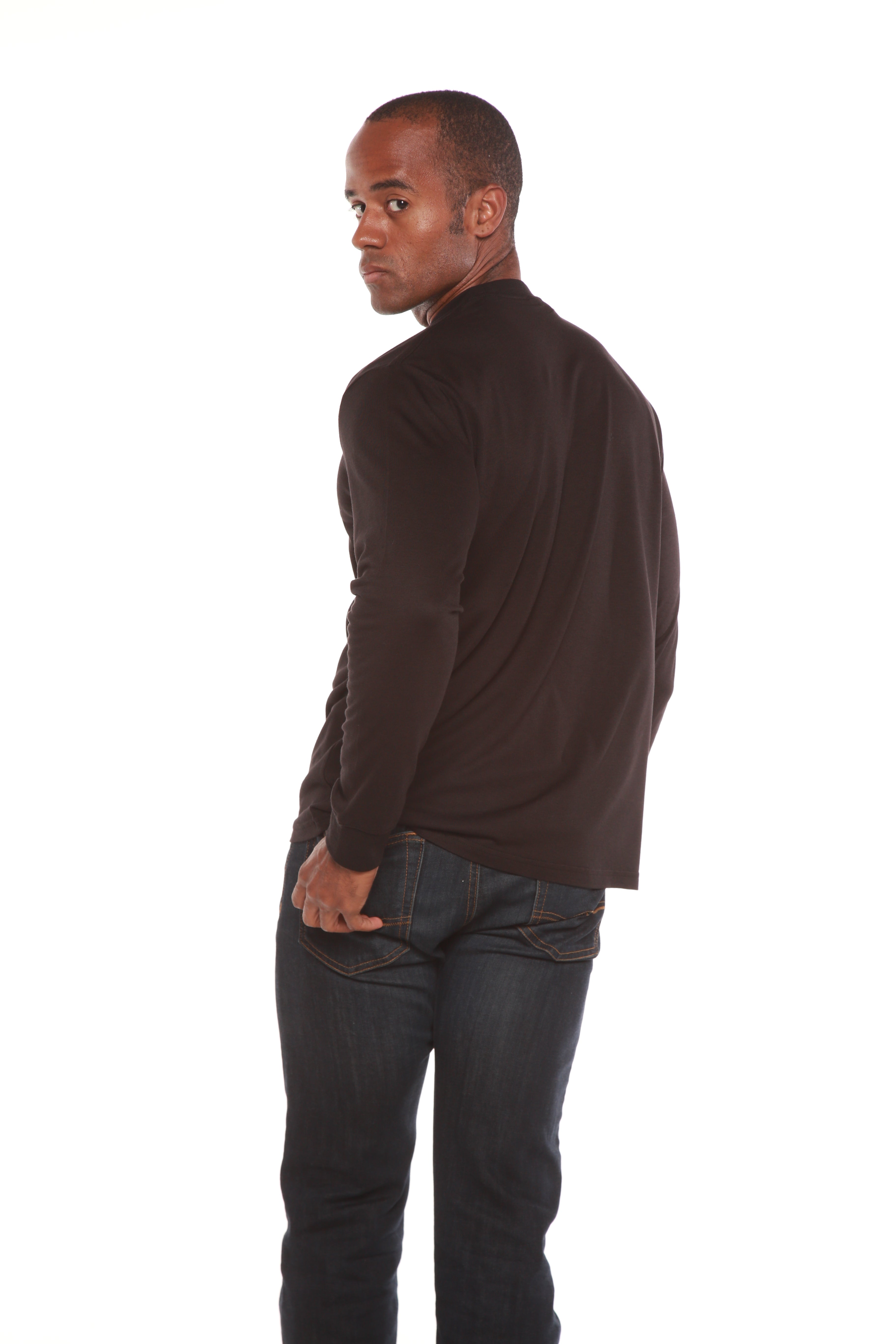 Spun Bamboo Custom Printed Men's Bamboo Viscose/Organic Cotton Long Sleeve T-Shirt — comparison shot