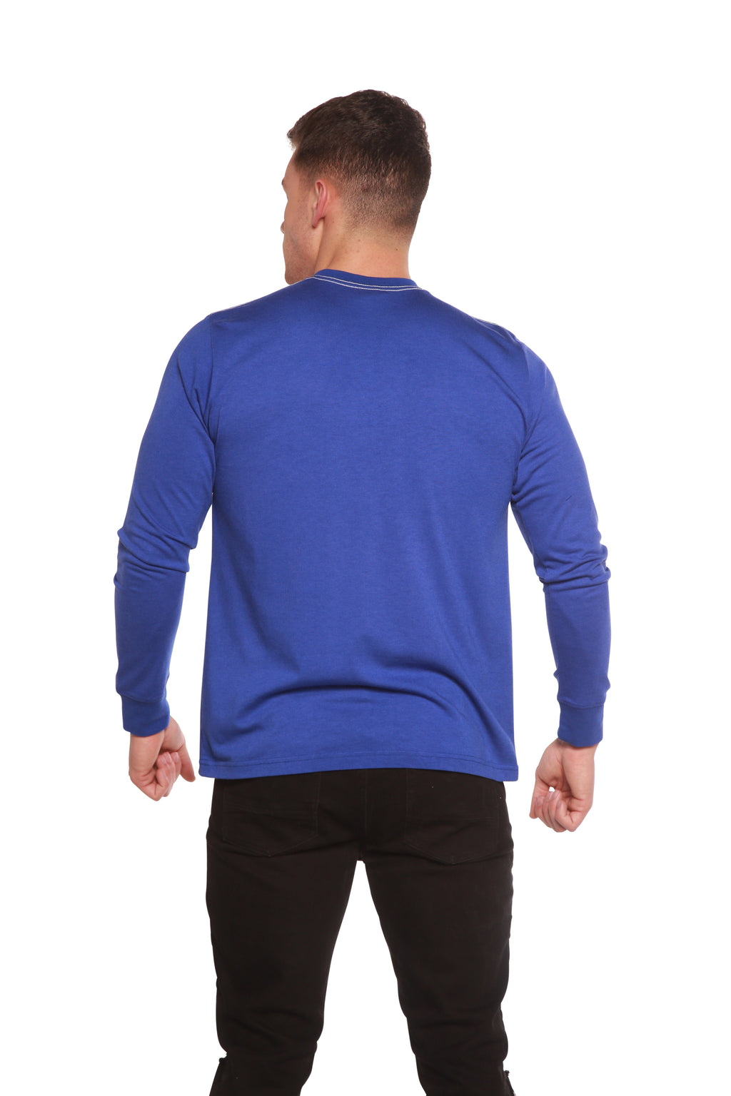 Spun Bamboo Custom Printed Men's Bamboo Viscose/Organic Cotton Long Sleeve T-Shirt — side view