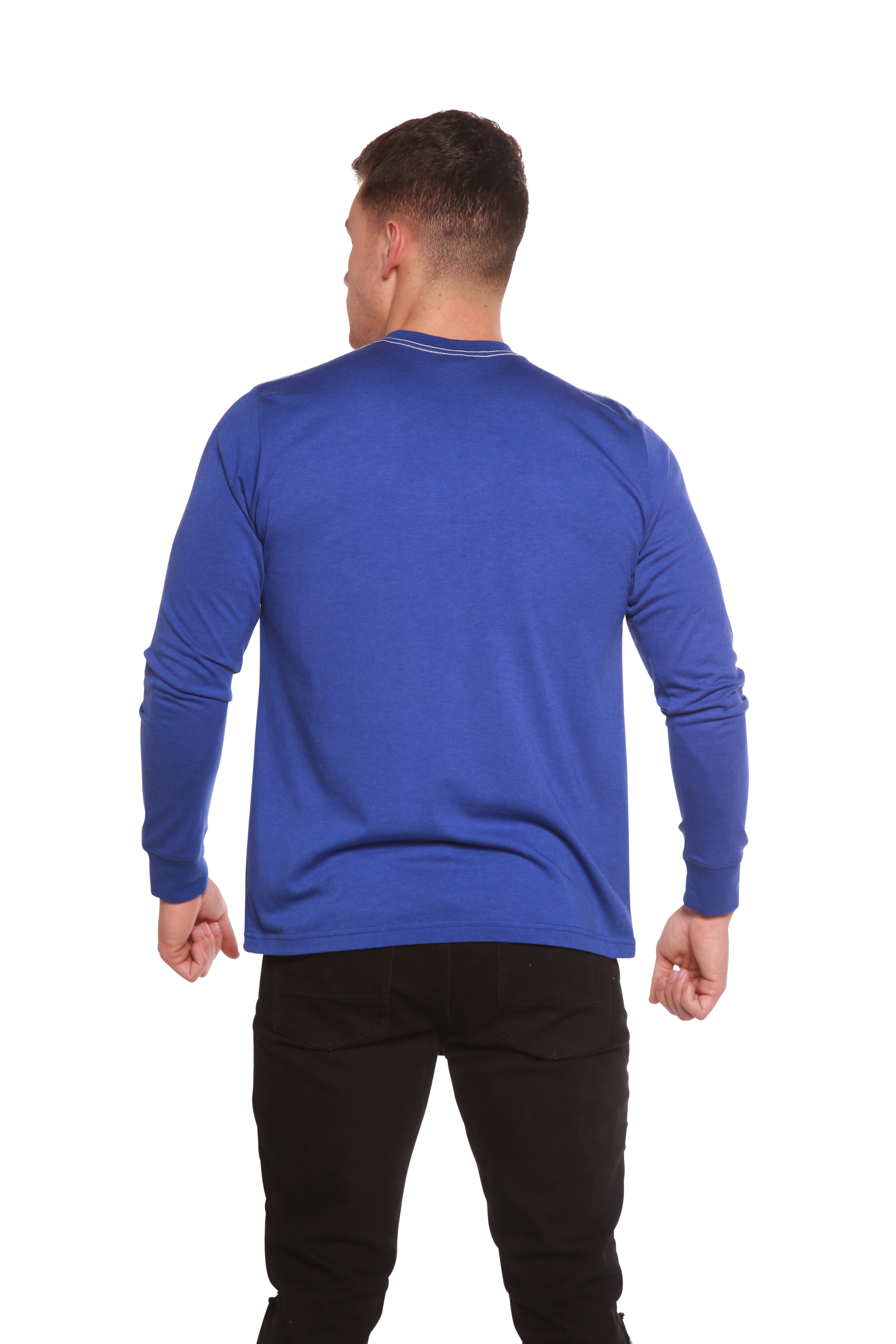 Spun Bamboo Custom Printed Men's Bamboo Viscose/Organic Cotton Long Sleeve T-Shirt — side view