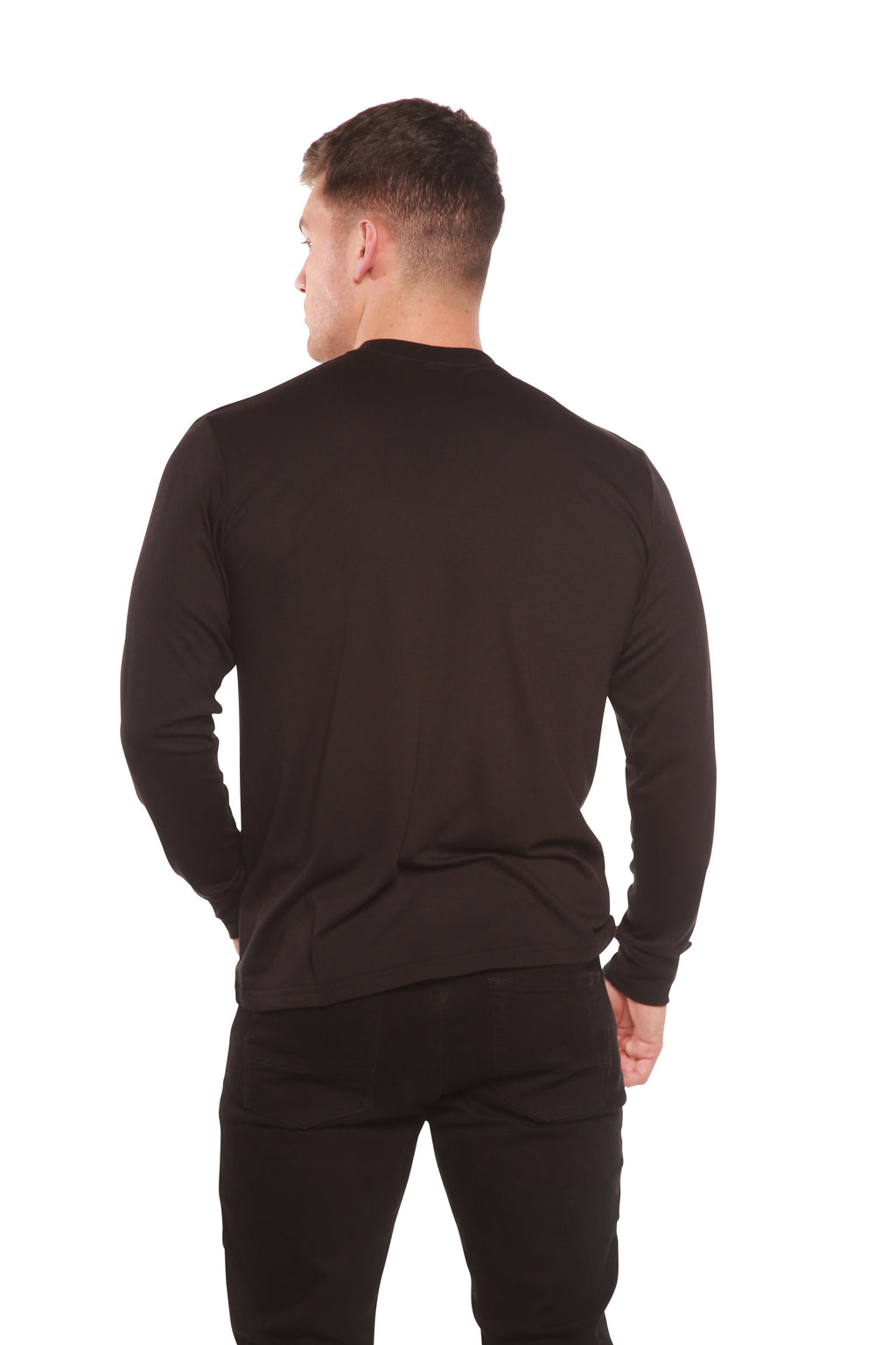 Spun Bamboo Men's Bamboo Viscose/Organic Cotton Long Sleeve T-Shirt — fabric or material detail