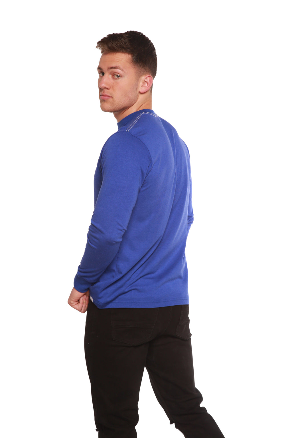 Spun Bamboo Custom Printed Men's Bamboo Viscose/Organic Cotton Long Sleeve T-Shirt — back view