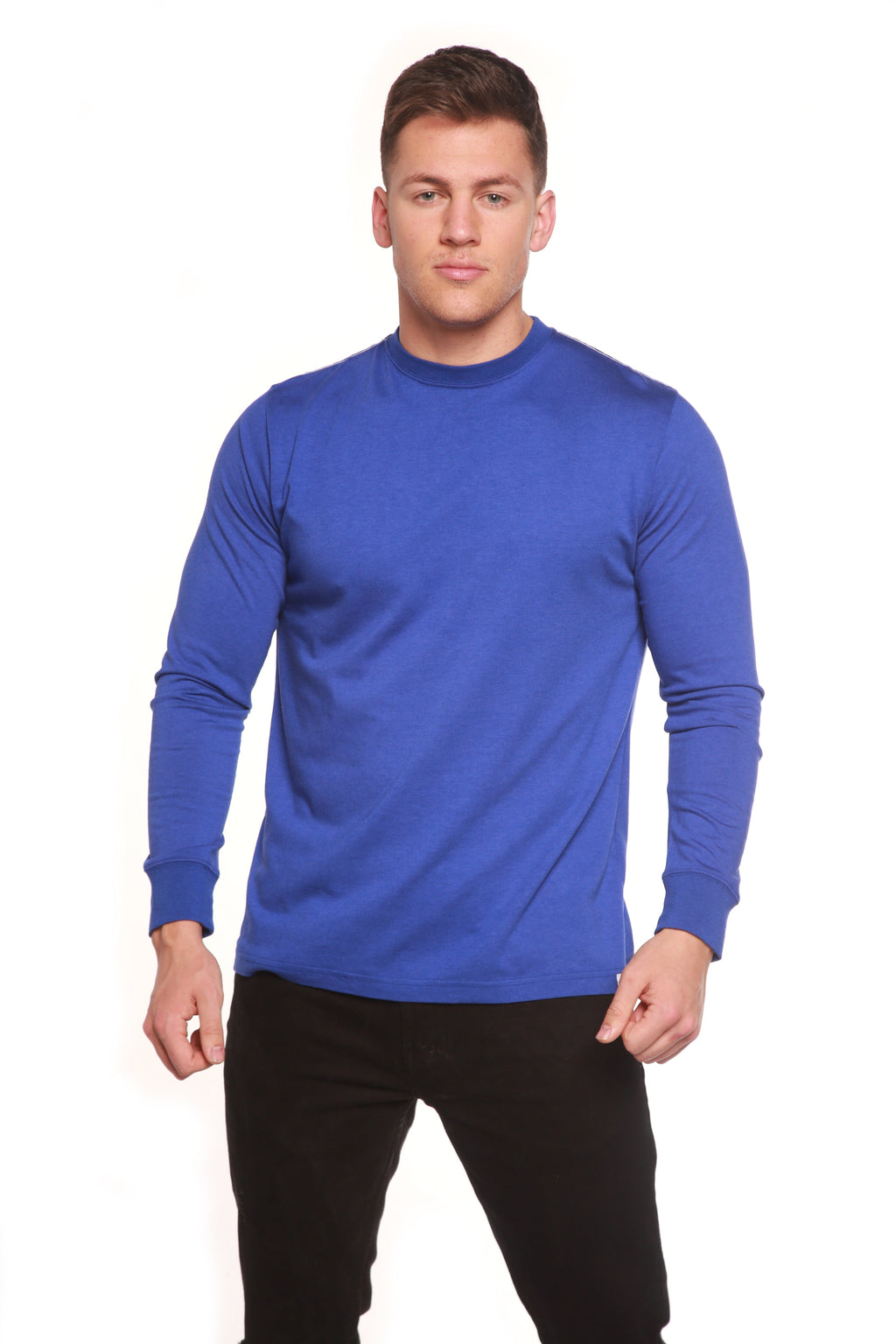 Spun Bamboo Custom Printed Men's Bamboo Viscose/Organic Cotton Long Sleeve T-Shirt — detail close-up