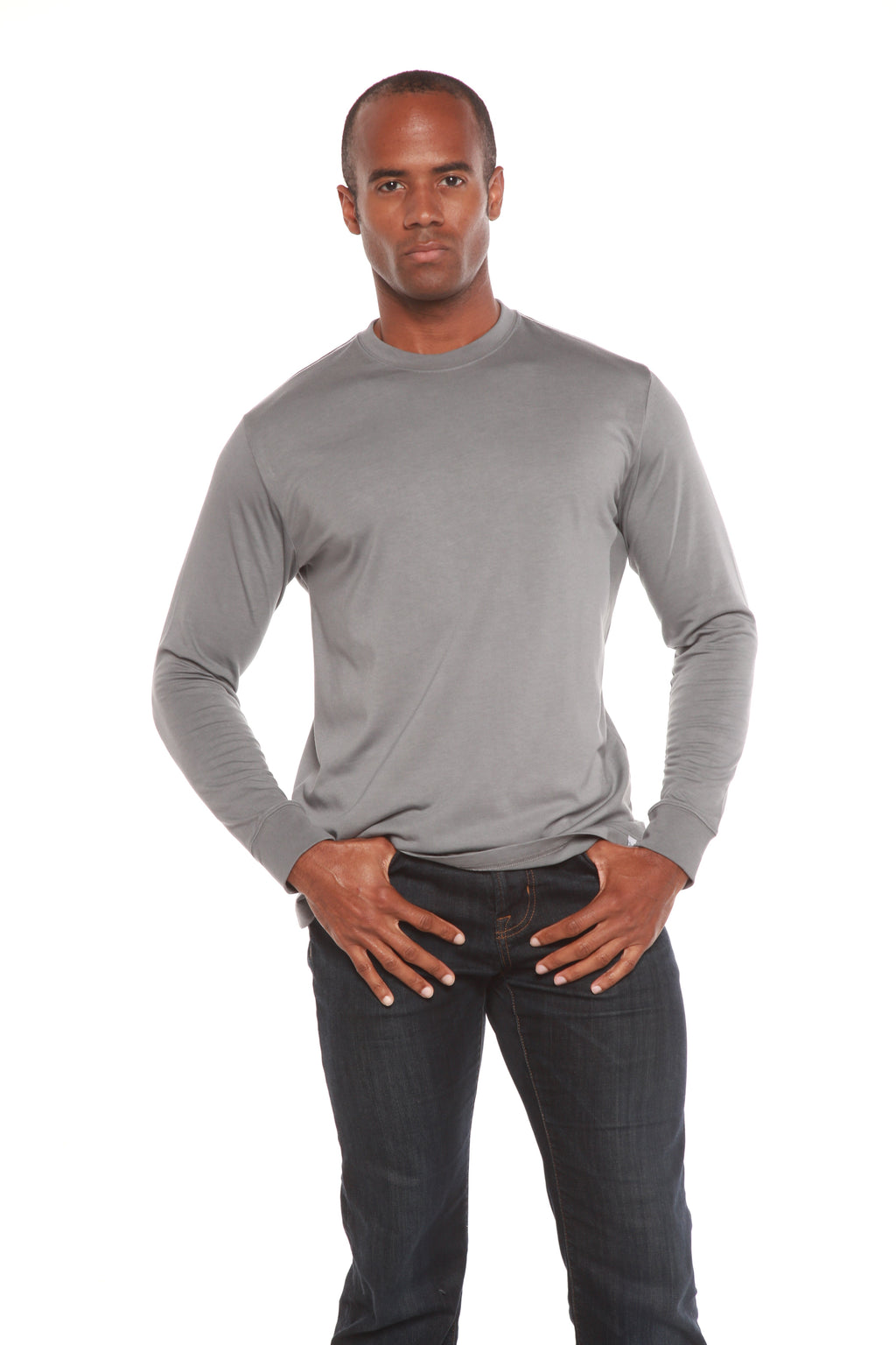 Custom Printed Men's Bamboo Viscose/Organic Cotton Long Sleeve T-Shirt — view 2