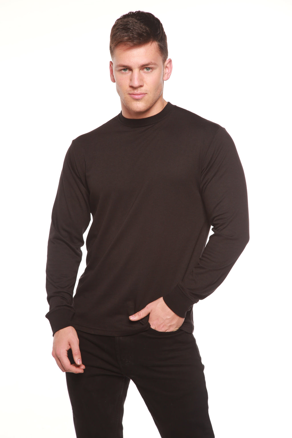 Spun Bamboo Men's Bamboo Viscose/Organic Cotton Long Sleeve T-Shirt — comparison shot