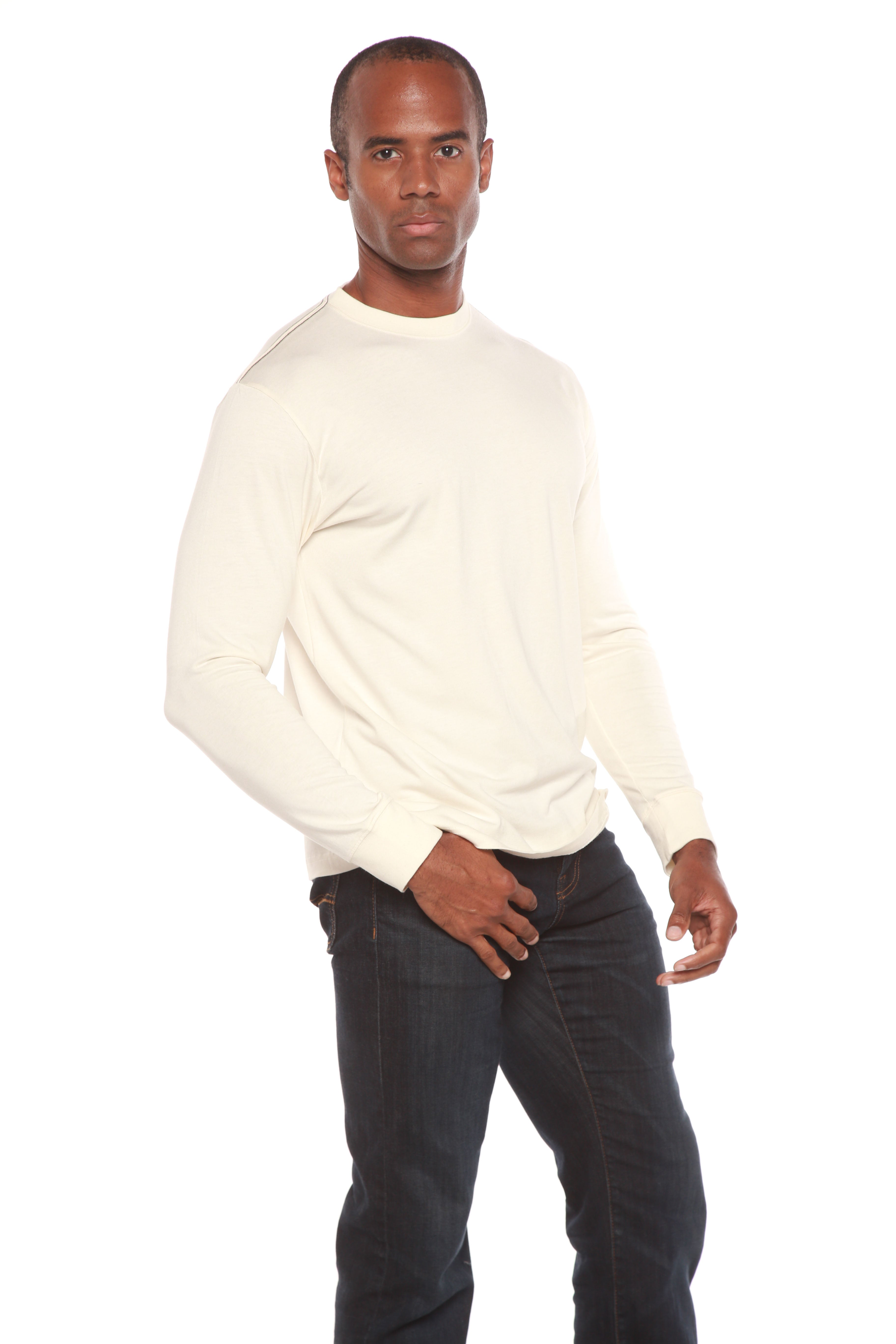 Spun Bamboo Custom Printed Men's Bamboo Viscose/Organic Cotton Long Sleeve T-Shirt — main product shot