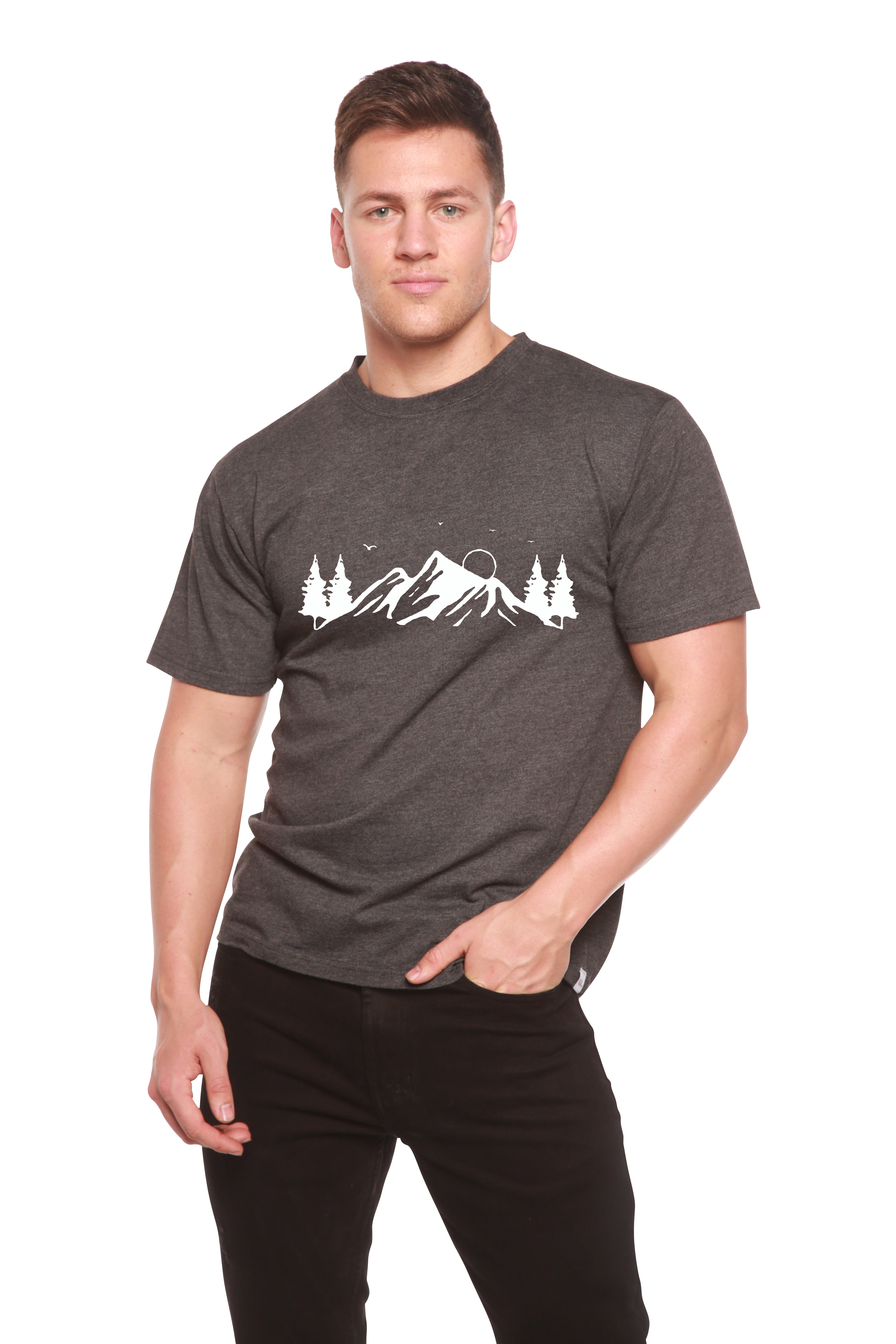 Spun Bamboo Men's Bamboo Viscose/Organic Cotton Short Sleeve T-Shirt with Print Mauna Kea — packaging