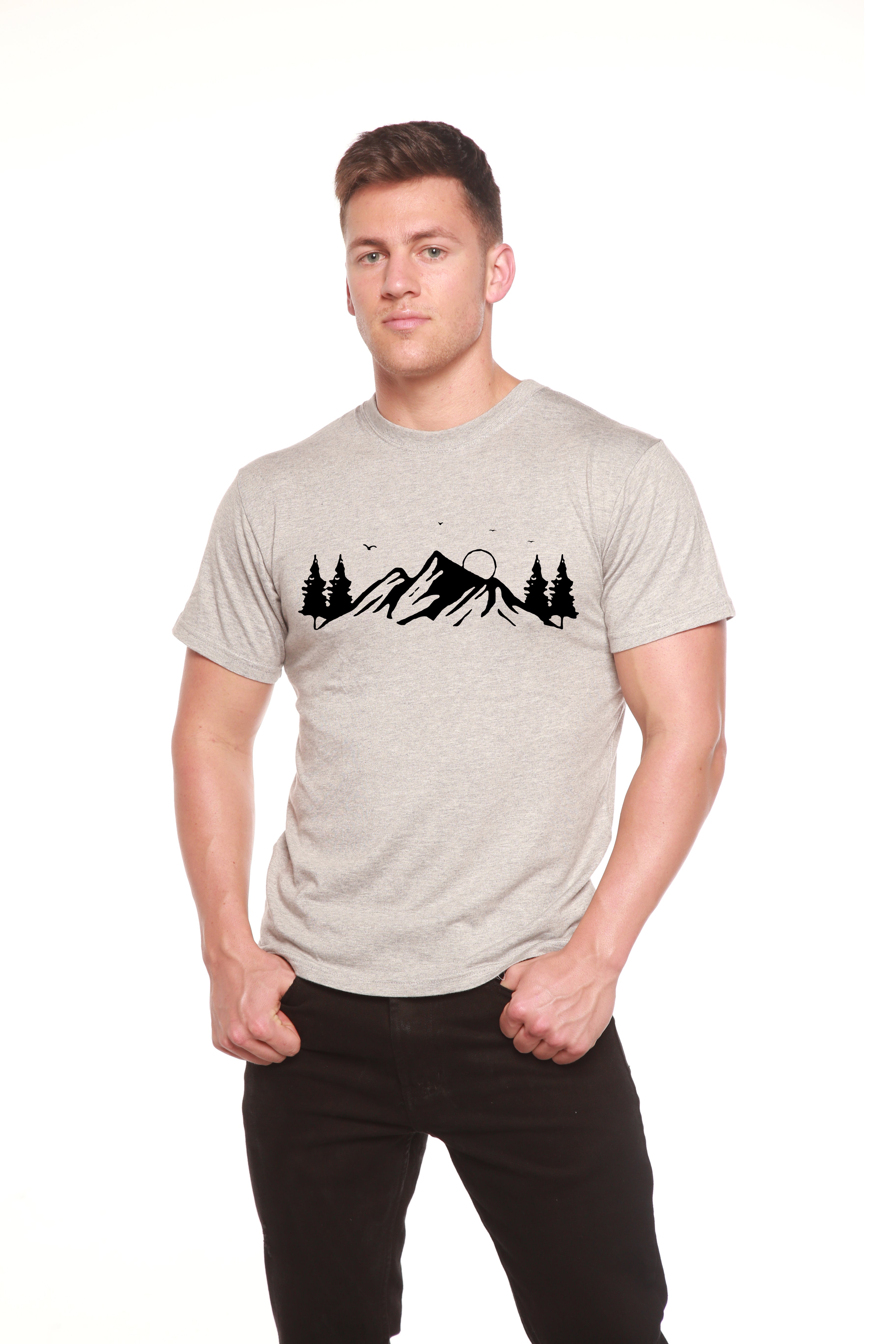 Spun Bamboo Men's Bamboo Viscose/Organic Cotton Short Sleeve T-Shirt with Print Mauna Kea — color detail