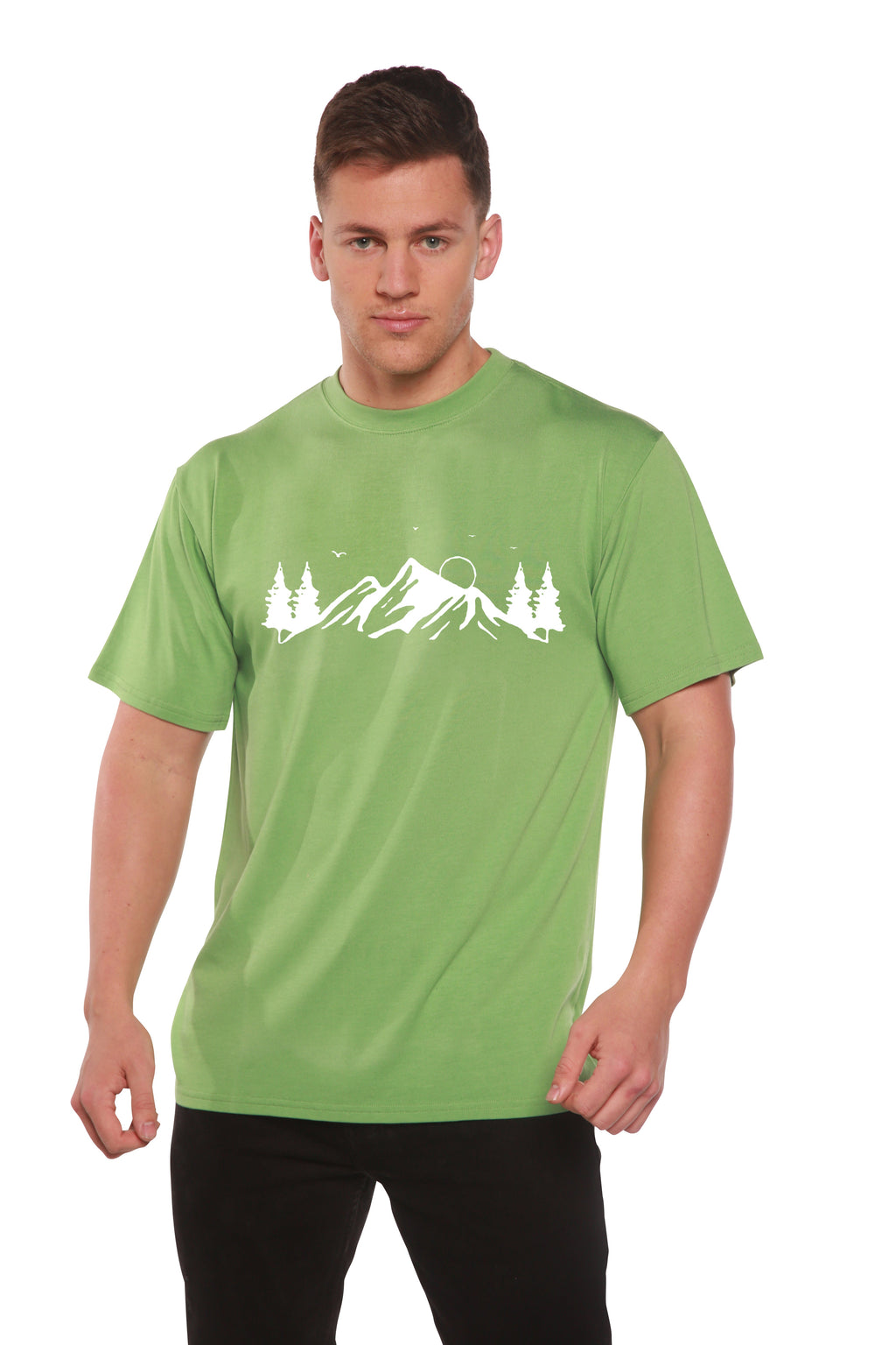 Spun Bamboo Men's Bamboo Viscose/Organic Cotton Short Sleeve T-Shirt with Print Mauna Kea — side view
