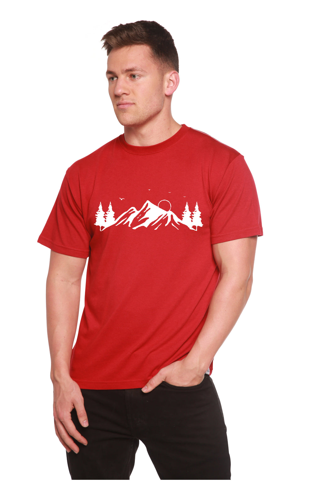 Spun Bamboo Men's Bamboo Viscose/Organic Cotton Short Sleeve T-Shirt with Print Mauna Kea — lifestyle context