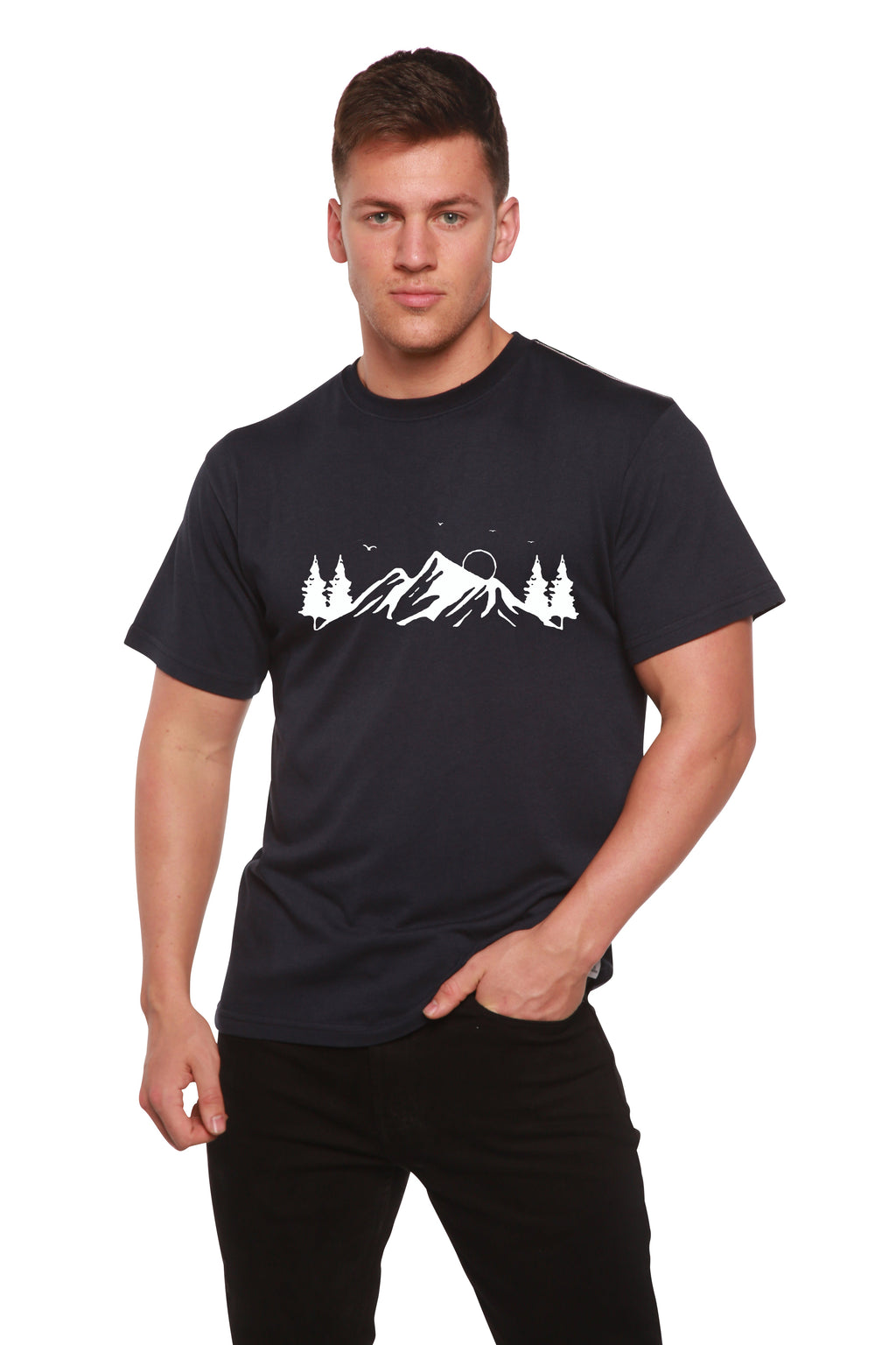 Spun Bamboo Men's Bamboo Viscose/Organic Cotton Short Sleeve T-Shirt with Print Mauna Kea — main product shot