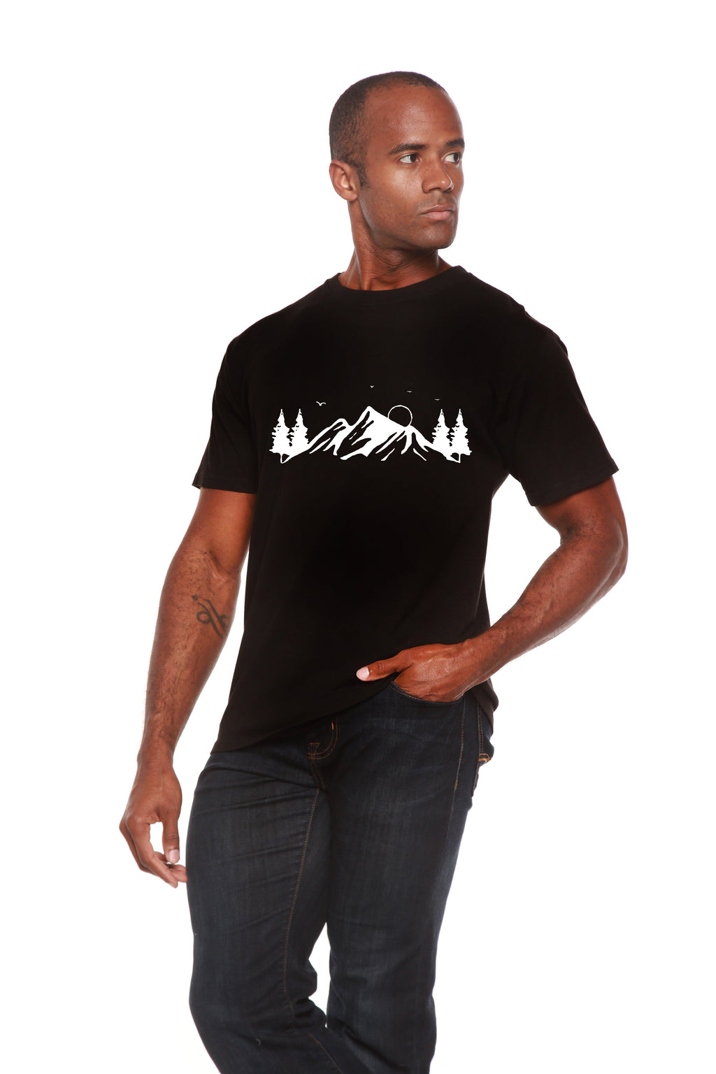 Spun Bamboo Men's Bamboo Viscose/Organic Cotton Short Sleeve T-Shirt with Print Mauna Kea — alternative angle